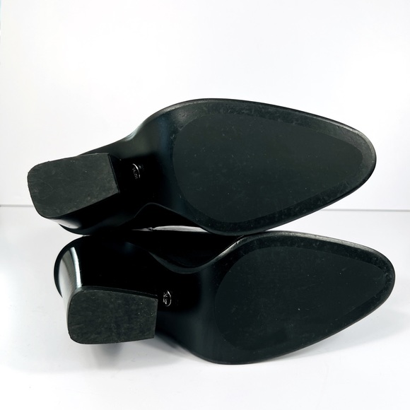 Great Condition! Zara Black Leather Block Heel Ankle Boots 6 (36) - Picture 9 of 10